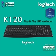 LOGITECH Keyboard(คีย์บอร์ด) K120 Standard keyboard Warranty 1 Year (INGRES)