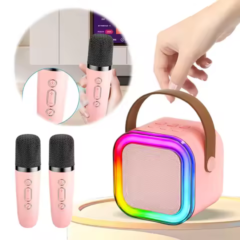 Bluetooth-Compatible 5.3 Portable Karaoke Machine Adjustable LED Lights Mini Home Theater Speakers f