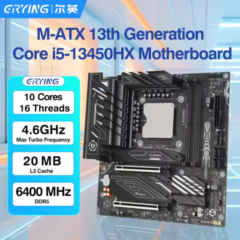 ERYING M-ATX Motherboard CPU Combo i5 13450HX Integrated CPU 10C16T DDR5 RAM SATA/NVME DIY Desktop C