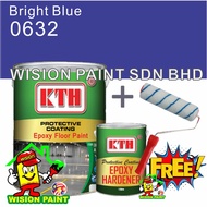 bright blue 0632 / KTH EPOXY ( 5L ) + ( FREE 7" ROLLER SET ) Floor Epoxy Paint (4L+1L Hardener) Brand: KTH