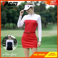 KEMEJA Preorder Pgm Women's Pgm Long Sleeve Shirt Korean Golf Shirt Patchwork Tops Slim Pool Sports Women Breathable Golf Fabric Team Uniform