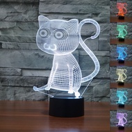 Cat Shape Night Light 7 Colors Gradient Geek Gift USB LED Table Lamp Acrylic Home Decor