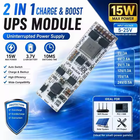 3A UPS Module 5V 6V 9V 12V 15V 24V 15W 3.7V 4.2V Li-on Li-po Lithium Battery Charge and Discharge Bo