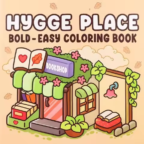 Stress Relief Coloring Book for Adults Hygge Place Bright Art Gift Valentine Christmas New Year Anni