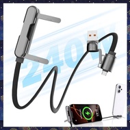 (F  Z)USB& Type-C 240W 2-In-1 Fast Charging Adapter with 360° Rotating Phone Stand, Foldable Bracket