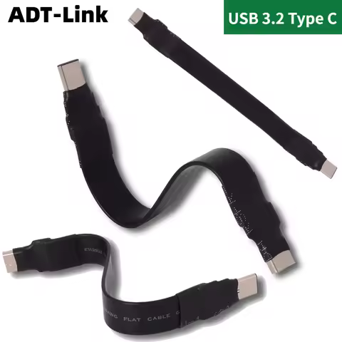 ADT-Link USB C 3.2 Flat Data Transfer Flexible Extension Cable Type C Male To Type-c Female 90 FPV S