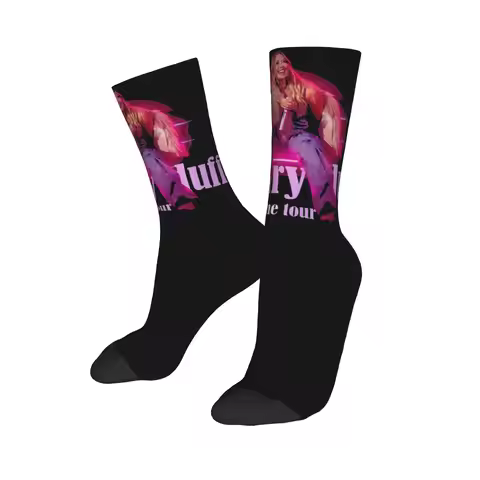 Hilary Duff Printing Crew Socks Merch for Party Wear Flexible Stockings