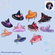 Witch Hats Die Cut Waterproof Stickers For Laptops, Tumblers, Planners EC-1320