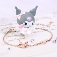 Kuromi & MyMelody邱比特系列-酷洛米小翅膀誕生石純銀手鍊