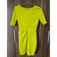Plain yellow dress, size S, waist 60cm