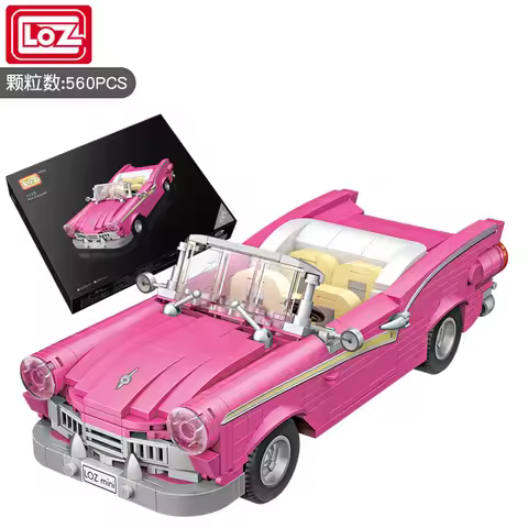 LOZ Mini Building Blocks pink convertible assembling building block car model assembling small parti