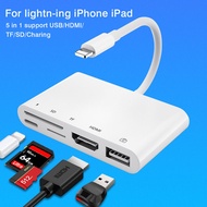 DASHACHUAN | อะแดปเตอร์ดิจิตอล AV หลายฟังก์ชัน HDMI สำหรับ iPhone iPad USB SD TF
