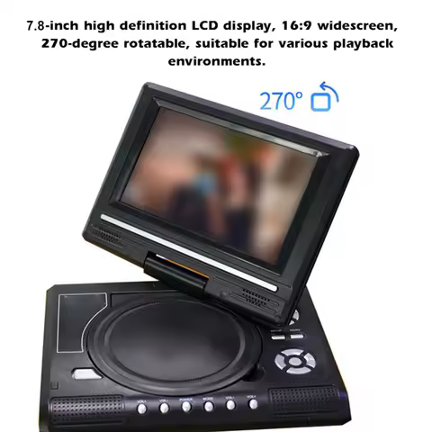 7.8 Inch DVD Player 16:9 Widescreen 270° Rotatable DVD Player Support for Game Function DVD Player 2