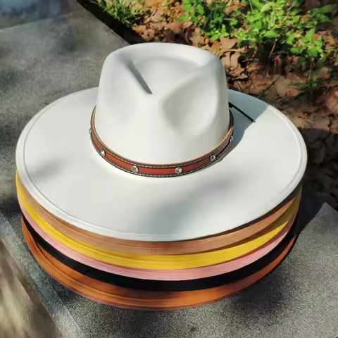 vegan suede hat fedora for men women Hemming hats 9.5cm wide brim fedora Large droplets top fedoras 