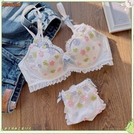 Now 24h Japanese Style Anti-Sagging Clover Embroidered Bra Underwear Set Sweet Cute Lace Girl Small 