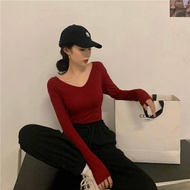 Long-Sleeved V-Neck Shirt Stretch Fabric Soft Comfortable To Wear 666