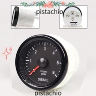 PISTACHIO Tachometer Gauge, White Backlight 0-6000 RPM RPM Gauge, Universal Electrical 12V 52MM Tach