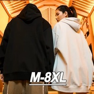 M-8XL Plus Size Hoodie Men Women Unisex Casual Loose Pure Black Hoodie
