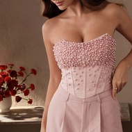 Bejeweled Bandeau Sleeveless Bodycon Crop Top