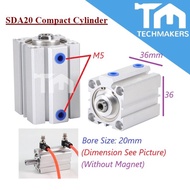 SDA-20 SDA20 20mm Bore Size Stroke Length 10mm to 50mm Air Pneumatic Compact Cylinder Double Acting 