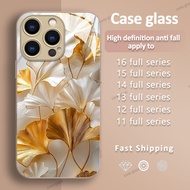 Ốp kính chống sốc toàn diện hình lá phong vàng phù hợp cho 16promax 15promax 14promax 12promax 11pro