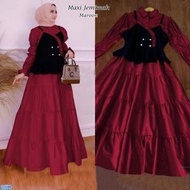 Baju Gamis Muslim Wanita - Gamis Maxi Jemimah Maroon