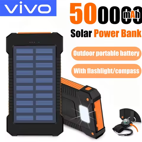 VIVO 500000mAh Solar Power Bank Large Capacity Super Fast Charging Outdoor Portable External Battery