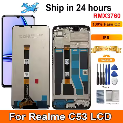 6.74‘For Realme C53 LCD Display Touch Panel Digitizer Assembly Replacement With Frame For Realme C53