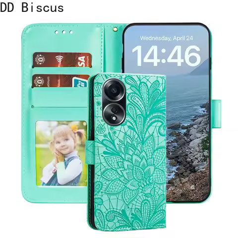 Book Case for OPPO A60 A58 A38 A18 A57 A96 A76 A16 A17 A77 A79 A98 5G A53 A74 A94 3D flower Leather 