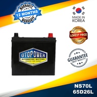 Bateri Kereta Otopower NS70L-65D26L(Korea) Maintenance Free Car Battery For Nissan AD Resort, Altima, Navara, Naza Citra