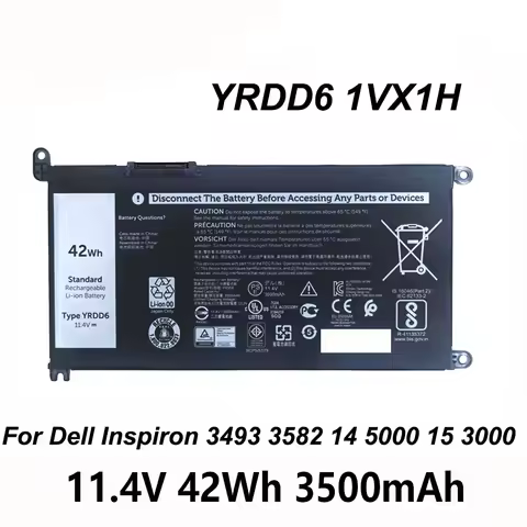 YRDD6 1VX1H 0YRDD6 42Wh Laptop Battery For Dell Inspiron 3493 3582 14 5000 5480 15 3000 5584 5585 17