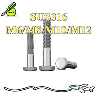 316 stainless steel half-tooth hexagonal screws, extended outer hexagonal bolts, half-threaded screw