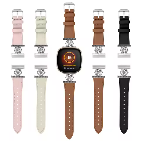 Leather watchband For fitbit versa 3 versa 4 smart watch Metal + leather strap for fitbit sense 2 / 