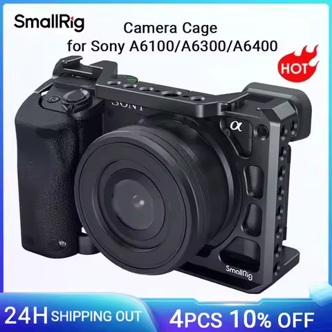 SmallRig DSLR A6400 Camera Cage with Silicone Handle Handgrip & Cold Shoe ,Case Rig Set for Sony A61