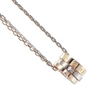 Pre-owned Cartier Love Three Hoop Necklace in 18K pink gold, 18K white gold, and diamonds, approxima