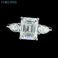 4CT Real Moissanite D Color Emeralds Cut Engagement Ring 925 Sterling Silver Women Fine Jewelry Gift