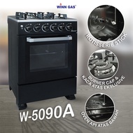 Winn Gas Kompor Kaca FreeStanding Hitam 4 Tungku W 5090 + Oven Api Atas dan Bawah