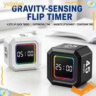 YELGIYE Digital Flipping Timer, Gravity Sensing Rechargeable Pomodoro Timer Cube,  5/10/25/40min Cus