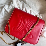 稀有中古Vintage Celine 凱旋門刺繡翻蓋鏈條小包