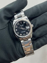 ROLEX 115234 34 狗牙圈數字黑面石字 2011年 二手全套