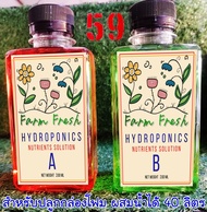 ปุ๋ย AB ไฮโดรโพนิคส์ ฟาร์มเฟรช Hydroponics Nutrients Solution สูตรผักกินใบทุกชนิด ขนาด 1 ลิตร A และ B