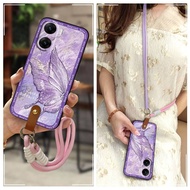 Lanyard Cute Phone Case For VIVO V29E india Durable Soft case protective Shockproof Necklace Dirt-re