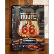 Route 66 The Legend Lives On Marine Band Harmonica Metal Sign Distressed Shield Logo Fiery Backgroun