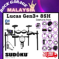 Sudoku Lucas Gen3+ 8SH Series Full Mesh Electronic Drum w/Drumsticks, Headphone, Pedals ( Lucas-8s /