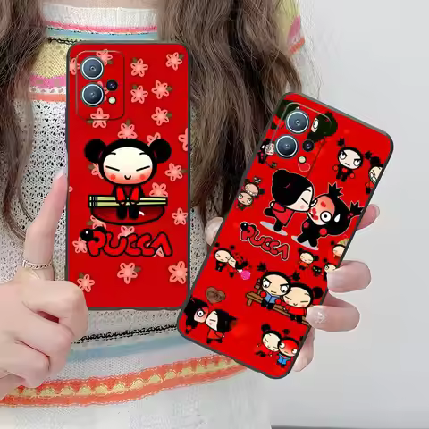 Cartoon P-Pucca Phone Case for Huawei P60 P50 P40 P30 P20 P10 P9 P8 Pro Lite Plus Black Smartphone L