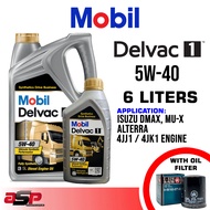 MOBIL 5W-40 Delvac 1 Fully Synthetic Diesel Oil 6 Liters for Isuzu MU-X, DMAX 4JJ1 / 4JK1 Engine