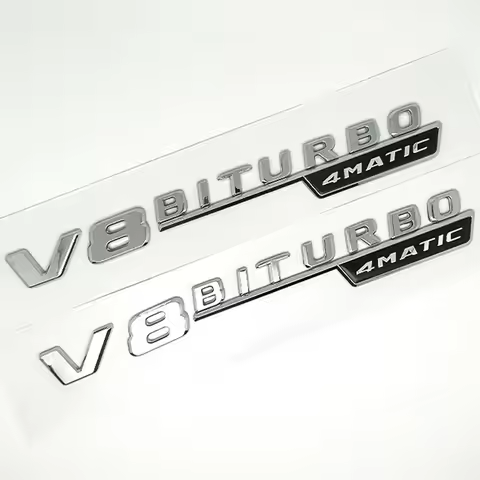 Insignia del emblema del guardabarros del coche V8 BITURBO 4MATIC para Mercedes AMG C63S W205 E63S W