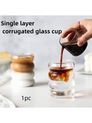 單層瓦楞玻璃吸管杯套裝,咖啡杯保冷杯奶杯彩色螺旋毛毛蟲杯環杯