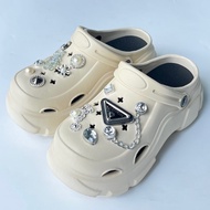 Dép cross nữ dép bánh mì đế dày cao 6 phân có có lỗ thoáng khí Đính Stick hottrend_Tăng 1 size( 279 