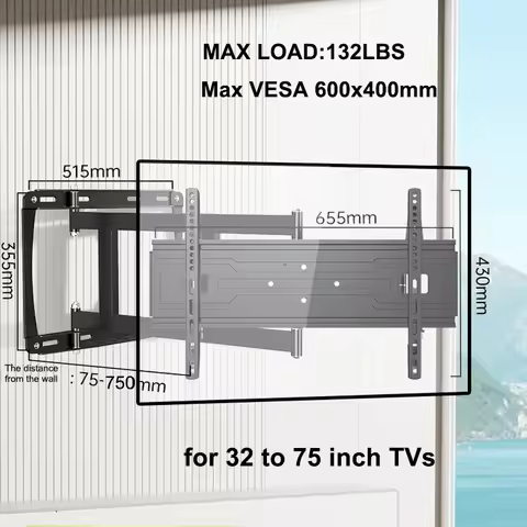 Full Motion TV Wall Mount for 32-75 inch TVs, Corner Articulating TV Mount Bracket with 29 inch Long